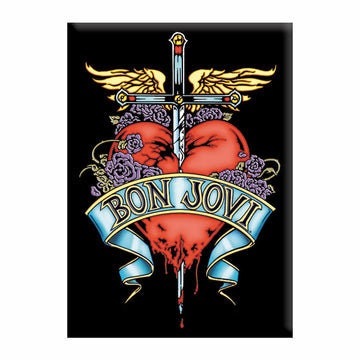 BON JOVI Magnet - 2.5x3.5 Inch - Jon Bon Jovi Heart & Dagger Logo Magnet for Refrigerators and Lockers - Rock Band Craft Supply