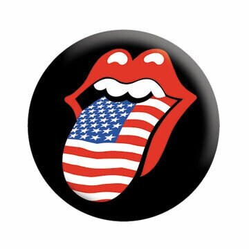 ROLLING STONES Pinback Button Badge - USA Flag Tongue Mick Jagger Keith Richards American Rock Band Music - Round 1.25" Button Craft Supply