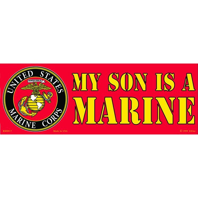 My Son Is A MARINE Bumper Sticker Decal - USMC Proud Parent Mom Dad Veteran Vets Military Navy Marines Army Craft Supply