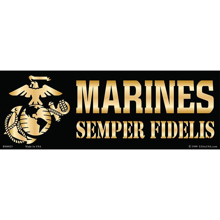 MARINES Semper Fidelis Bumper Sticker Decal - USMC Eagle, Globe, and Anchor Marine Corps Military Navy Marines Army Craft Supply