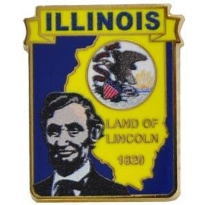 ILLINOIS STATE Map Lapel Pin - Land of Abraham Lincoln Enamel Pin for Backpack Tie Shirt Trading Button Pinback Craft Supply