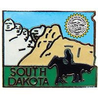 SOUTH DAKOTA STATE Map Lapel Pin - The Mount Rushmore State Enamel Pin for Backpack Tie Shirt Trading Button Pinback Craft Supply