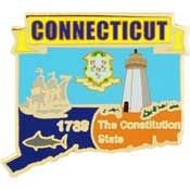 CONNECTICUT STATE Map Lapel Pin - The Constitution State Enamel Pin for Backpack Tie Shirt Trading Button Pinback Craft Supply