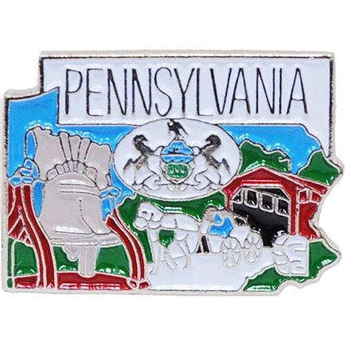 PENNSYLVANIA STATE Map Lapel Pin - The Keystone State Enamel Pin for Backpack Tie Shirt Trading Button Pinback Craft Supply
