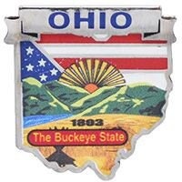 OHIO STATE Map Lapel Pin - The Buckeye State Enamel Pin for Backpack Tie Shirt Trading Button Pinback Craft Supply