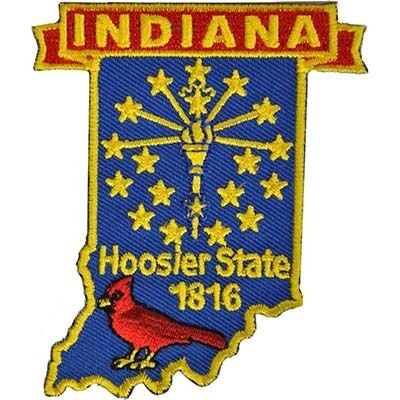 INDIANA State Map Patch - The Hoosier State - USA United States of America Embroidered Applique Patch Craft Supply