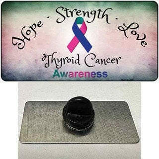Thyroid Cancer Ribbon Awareness Lapel Pin - Hope Strength Love Metal Hat Pin Backpack Tie Shirt Button Pinback Craft Supply
