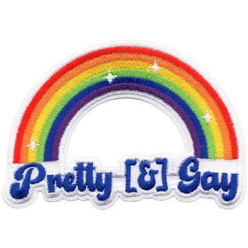 Pretty [&] Gay Rainbow Patch - 3.6x2.5 Inch - Rainbow Pride LGBTQ+ Embroidered Patch Applique Craft Supply