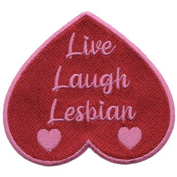 Live Laugh Lesbian Patch - 3.5x3.1 Inch - Rainbow Pride Gay LGBTQ+ Embroidered Patch Applique Craft Supply