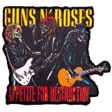 GUNS N' ROSES Patch - 3.5x3 Inch - Appetite For Destruction Guns N' Roses Three Skeletons Embroidered Rock Band Patch Applique Craft Supply