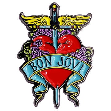 BON JOVI Dagger Heart Lapel Pin - 1.25 Inch - Jon Bon Jovi Rock Band Enamel Lapel Pin Craft Supply