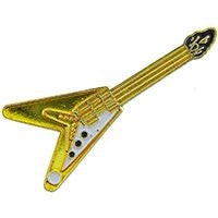 ELECTRIC GUITAR Lapel Pin - Flying V Gold Electric Guitar Metal Enamel Pin for Backpack Tie Shirt Trading Button Pinback Craft Supply