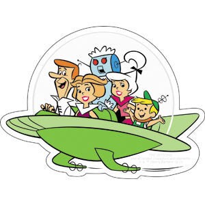 JETSONS Family Ship Sticker Decal - 5x3.75 Inch - Hanna Barbera George Jane Judy Rosie Animated Classic Vinyl Decal Sticker Craft Supply