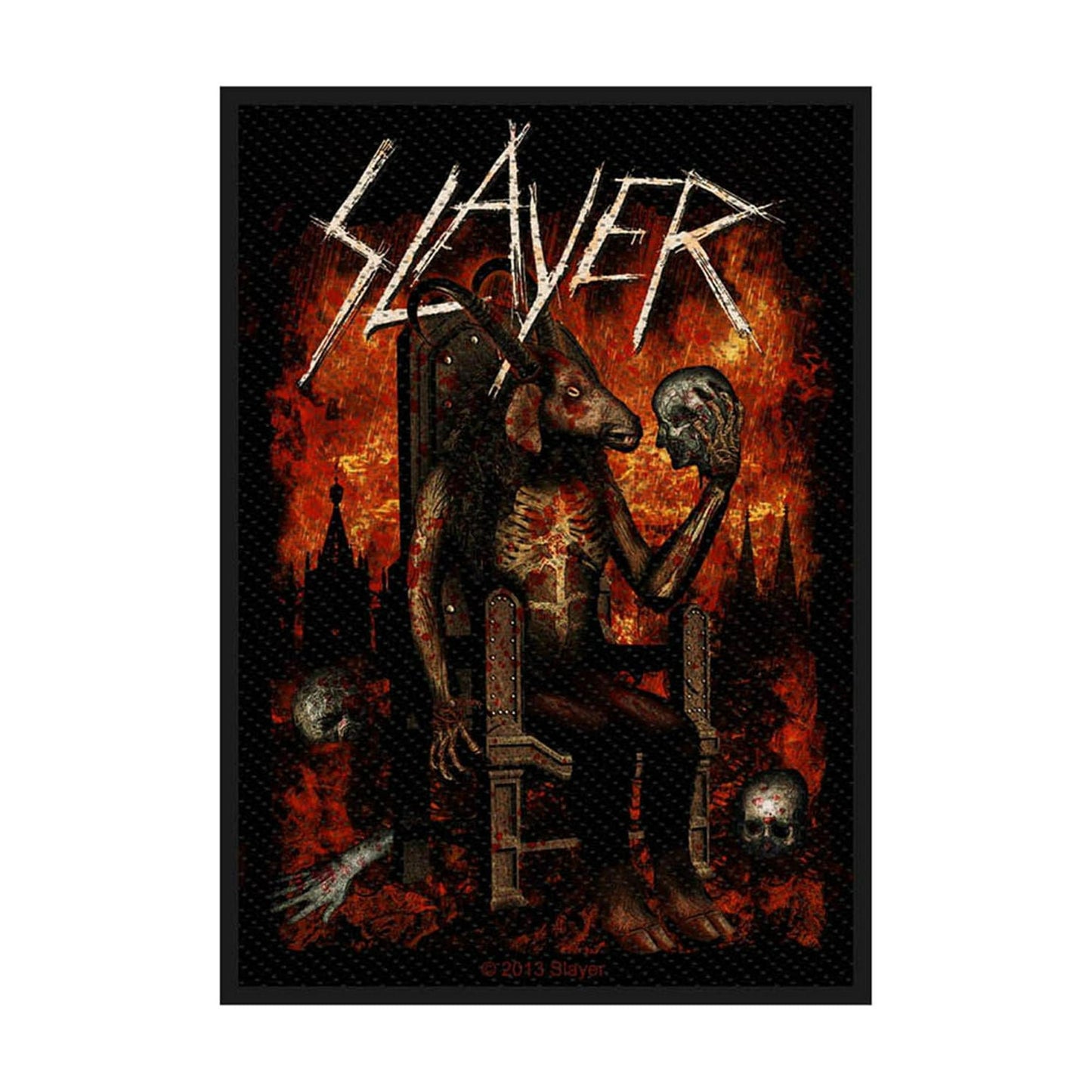 SLAYER Band Patch - 3.9x2.7 Inch - Slayer Devil on Throne Thrash Metal Band Embroidered Patch Applique Craft Supply - Officially Licensed