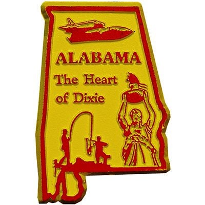 Alabama State Shaped Magnet - Vintage Map Heart of Dixie State Souvenir Flexible Rubber Magnet for Refrigerator Car Office Home Automotive