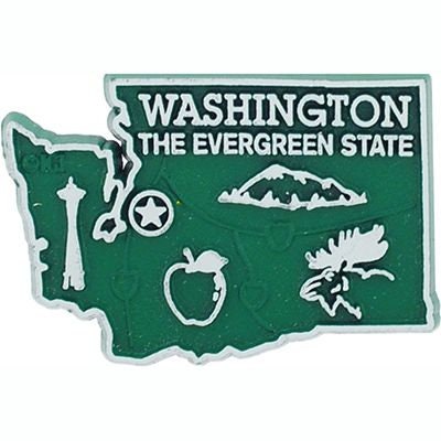 Washington State Shaped Magnet - Vintage Map Evergreen State Souvenir Flexible Rubber Magnet for Refrigerator Car Office Home Automotive