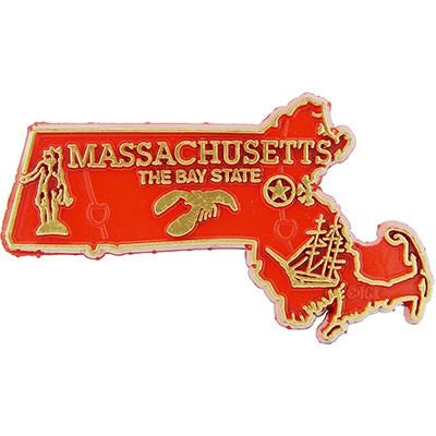 Massachusetts State Shaped Magnet - Vintage Map The Bay State Souvenir Flexible Rubber Magnet for Refrigerator Car Office Home Automotive