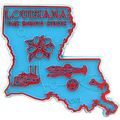 Louisiana State Shaped Magnet - Vintage Map The Bayou State Souvenir Flexible Rubber Magnet for Refrigerator Car Office Home Automotive
