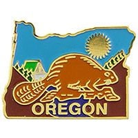 OREGON STATE Map Lapel Pin - Benny the Beaver Enamel Pin for Backpack Tie Shirt Trading Button Pinback Craft Supply