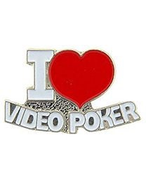Video Poker Heart Lapel Pin - I Love Video Poker - Texas Hold 'Em Casino Enamel Pin Backpack Tie Shirt Trading Button Pinback Craft Supply