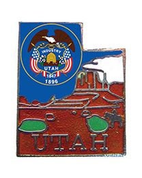 UTAH STATE Map Lapel Pin - The Beehive State Salt Lake Enamel Pin for Backpack Tie Shirt Trading Button Pinback Craft Supply