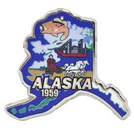 ALASKA STATE Map Lapel Pin - The Last Frontier State Alaska Enamel Pin for Backpack Tie Shirt Trading Button Pinback Craft Supply