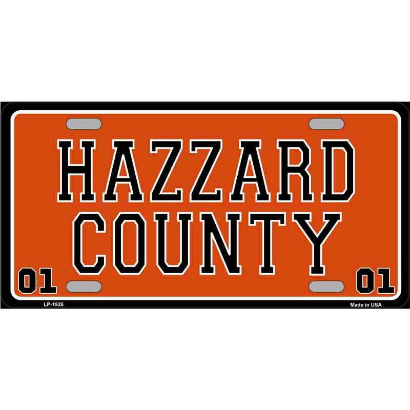 01 DUKES OF HAZZARD Hazzard County Metal License Plate - Classic Television Series General Lee Hazzard County Craft Supply
