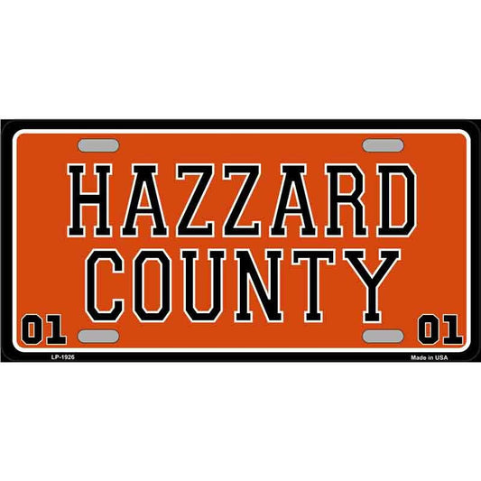 01 DUKES OF HAZZARD Hazzard County Metal License Plate - Classic Television Series General Lee Hazzard County Craft Supply
