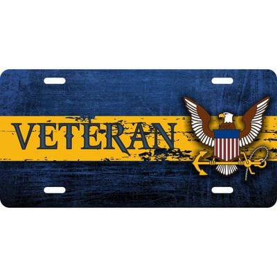 NAVY Veteran Distressed Metal License Plate - USN United States NAVY Vet Military Craft Supply