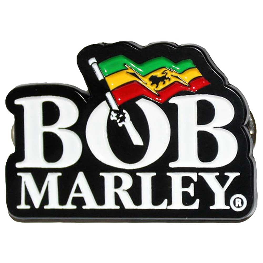 BOB MARLEY Cast Metal Pin Badge - Approx 1 Inch - Logo Enamel Pin Rasta Reggae - Pinback Badge Button Lapel With Butterfly Clutch Attachment