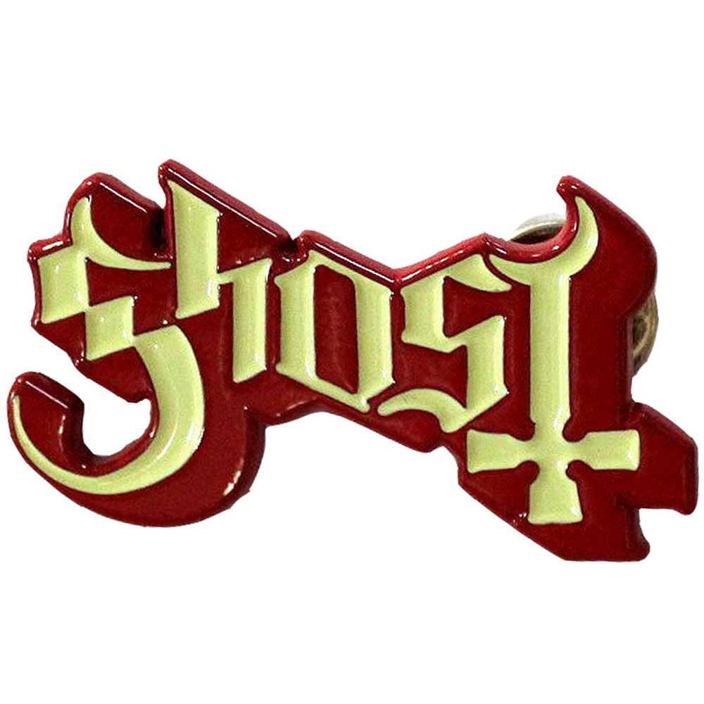 GHOST Cast Metal Pin Badge - Approx 1 Inch - Band Logo Red Shadow Enamel Pin - Pinback Badge Button Lapel With Butterfly Clutch Attachment