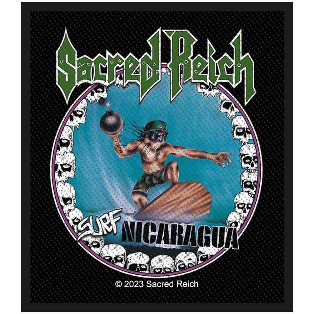 SACRED REICH Band Patch - 3.8x4 Inch - Sacred Reich Surf Nigaragua Album Thrash Metal Band Embroidered Patch Applique - Officially Licensed