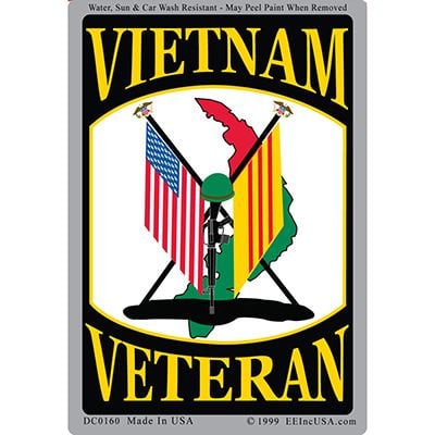 Vietnam Veteran Sticker Decal - United States Military Vietnam Veteran American Flag Prismatic Rectangle Bumper Sticker Decal Craft Supply
