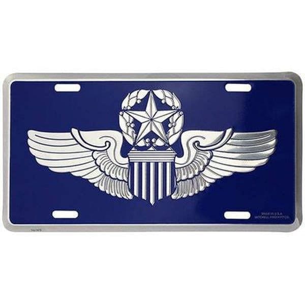 AIR FORCE Command Pilot Metal License Plate - Military Vet Veteran - USAF United States Air Force Command Pilot Wings Craft Supply