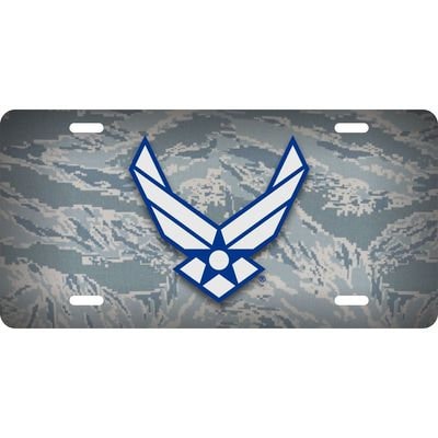 AIR FORCE Camouflage Metal License Plate - USAF United States Air Force Hap Arnold Wings Symbol Camo Craft Supply