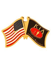 KIA Crossed Flags Lapel Pin - United States Flag Killed In Action Military Enamel Pin Backpack Tie Shirt Trading Button Pinback Craft Supply