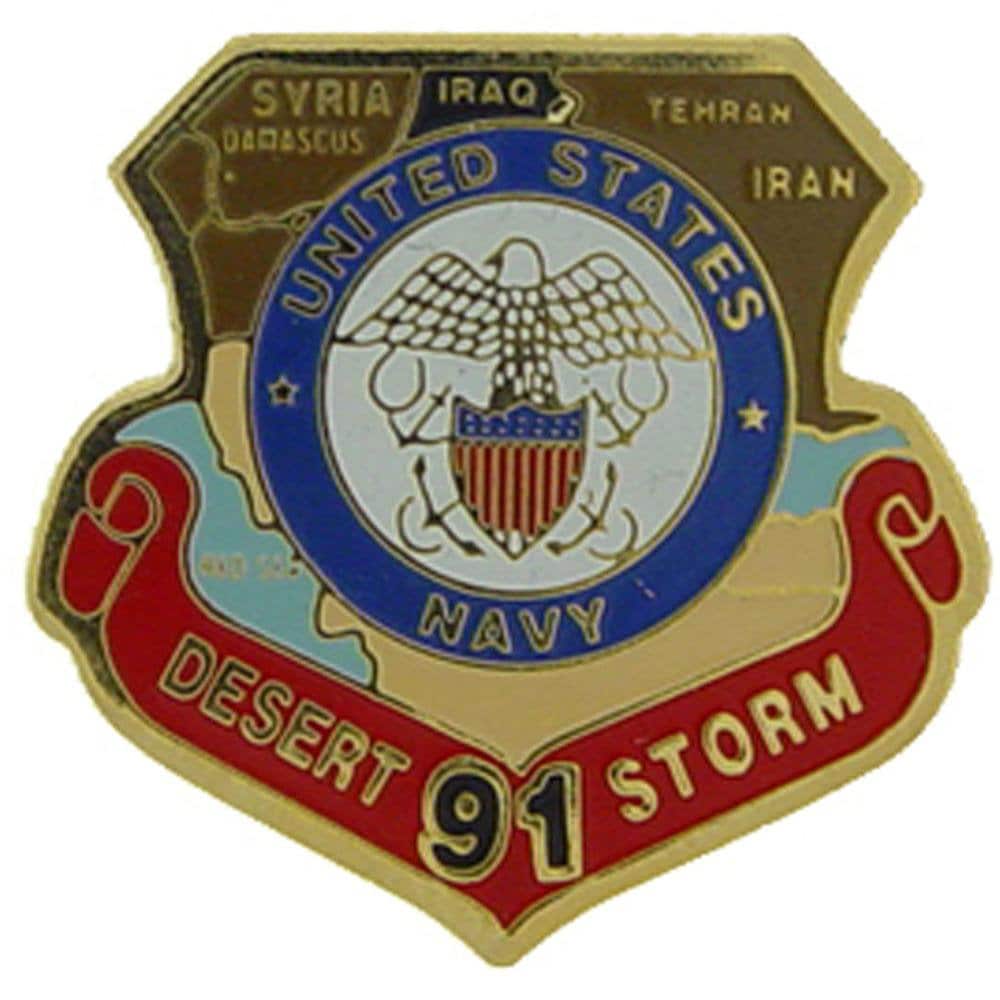 Desert Storm Map US NAVY Lapel Pin - United States Navy USN Military Enamel Pin Backpack Tie Shirt Button Pinback Craft Supply