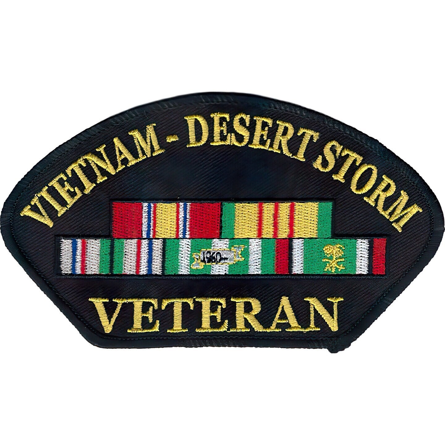 Vietnam Desert Storm Veteran Hat Patch - Ribbons United States Military Embroidered Patch Applique Craft Supply