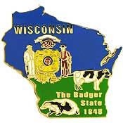 Wisconsin Lapel Pin - Wisconsin The Badger State  - Enamel Pin Backpack Tie Shirt Trading Button Pinback Craft Supply