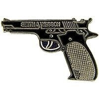 45 Cal Pistol Lapel Pin - Black Gun 45 Caliber Handgun - Enamel Pin Backpack Tie Shirt Trading Button Pinback Craft Supply