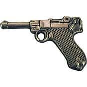 9mm Pistol Lapel Pin - Pewter Gun 9mm Luger Handgun - Enamel Pin Backpack Tie Shirt Trading Button Pinback Craft Supply