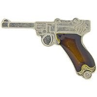 9mm Pistol Lapel Pin - Silver Gun 9mm Luger Handgun - Enamel Pin Backpack Tie Shirt Trading Button Pinback Craft Supply