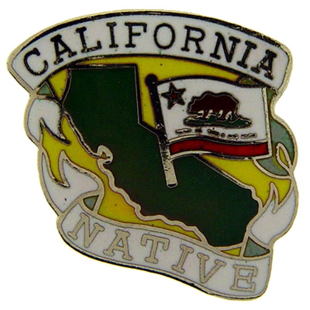 CALIFORNIA NATIVE Map Lapel Pin - California State Flag Enamel Pin for Backpack Tie Shirt Trading Button Pinback Craft Supply