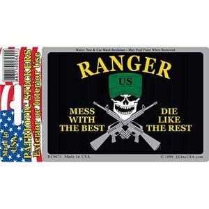 ARMY RANGER Sticker Decal - Army Ranger Special Forces Mess With The Best Prismatic Rectangle Bumper Sticker Decal Craft Supply