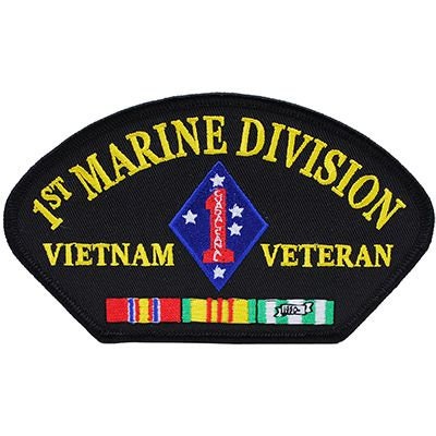 MARINE CORPS Hat Patch - United States Marines USMC 1st Marine Division Vietnam Veteran Military Embroidered Patch Applique Craft Supply