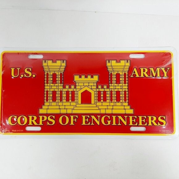 ARMY Corps of Engineers Metal License Plate - U.S. Army The Engineer Castle - United States Army First Team
