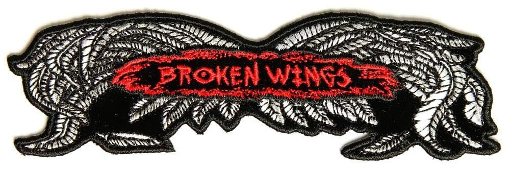 BROKEN WINGS Small Biker Motorcycle Embroidered Patch