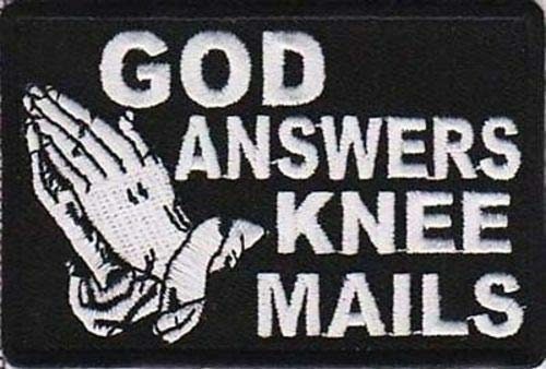 GOD ANSWERS KNEE Mails Christian Biker Motorcycle Embroidered Patch Craft Supply