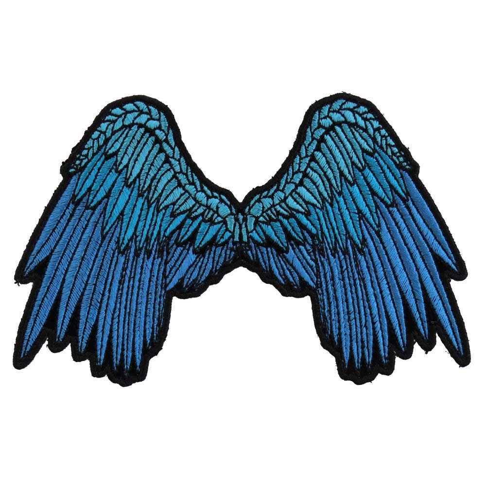 BLUE ANGEL WINGS Small Beautiful Embroidered Patch