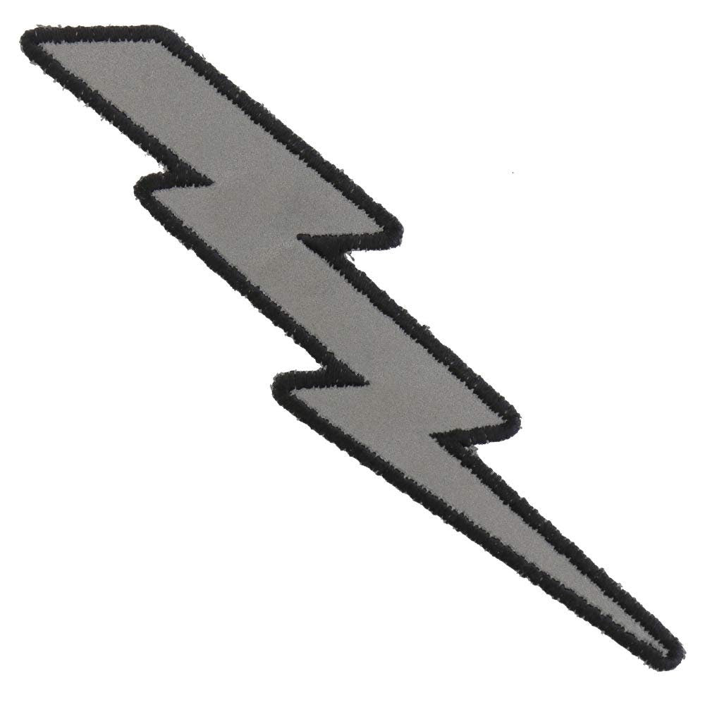 REFLECTIVE LIGHTNING BOLT Right Biker Motorcycle Embroidered Patch Craft Supply